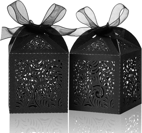 Miniatura 9 de COTOPHER 60 cajas de recuerdo cortadas con láser, caja de regalo pequeña de 2 x 2 x 2.75 pulgadas para regalos, recuerdos de fiesta de boda