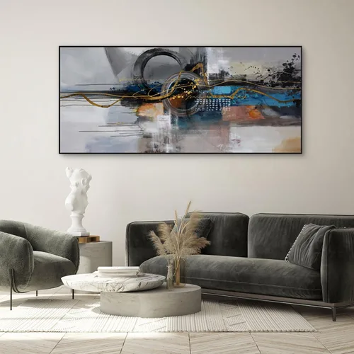 Miniatura 11 de XLSJERST Arte abstracto de pared para sala de estar, lienzo grande, azul y blanco, minimalismo moderno, obra de arte horizontal para dormitorio