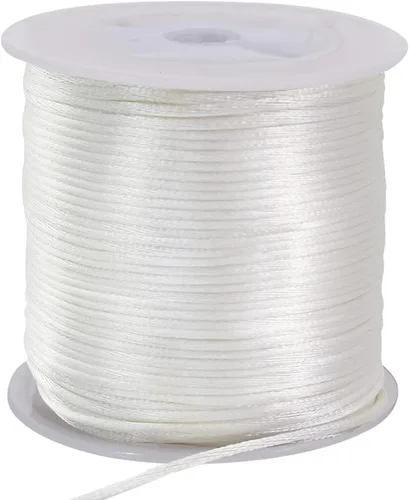 Miniatura 17 de TONIFUL 1 mm x 100 yardas de cordón de nailon blanco satinado para hacer pulseras, cordón de macramé cola de ratón, cordón de cuentas a granel