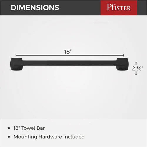 Miniatura 6 de Pfister Vaneri BTBVRI1GS - Toallero de baño para baño, 18 pulgadas, montaje en pared, atornillado, acabado de níquel cepillado, defensa antimanchas