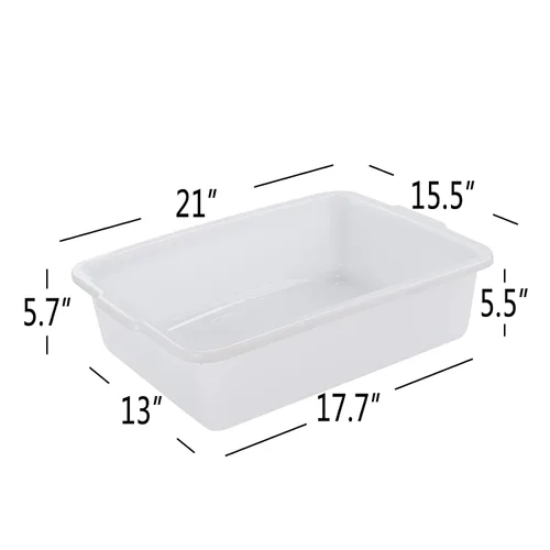 Miniatura 2 de Paquete de 4 cajas de autobús comerciales, contenedor de almacenamiento de plástico blanco con asas/lavabo, lavabo de restaurante resistente, tina