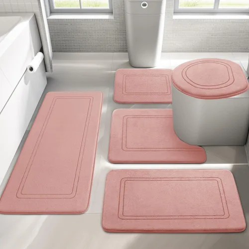 Miniatura 18 de YIHOUSE Juego de alfombras de baño de espuma viscoelástica, juego de 2 piezas, tapetes de baño antideslizantes para baño, juego de alfombras de baño