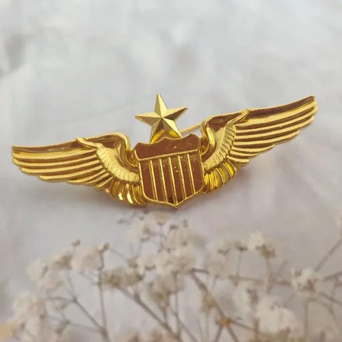Miniatura 4 de Pin de las alas del aviador del metal, Pin de la etiqueta de la insignia del piloto del ala del oro del piloto