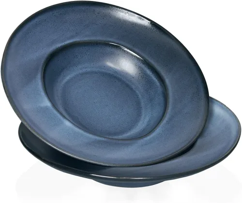 Miniatura 10 de Tazón de sopa, plato de sopa con borde de 12 onzas, juego de 4 cuencos para pasta, plato blanco poco profundo, cuenco de sopa de cerámica de borde