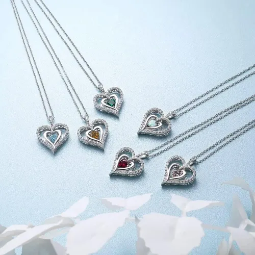 Miniatura 3 de supermodel Cross Birthstone Necklace for Women 925 Sterling Silver Birthstone Heart Pendant Necklace Jewelry Birthday Gifts for Girls Mom Daughter