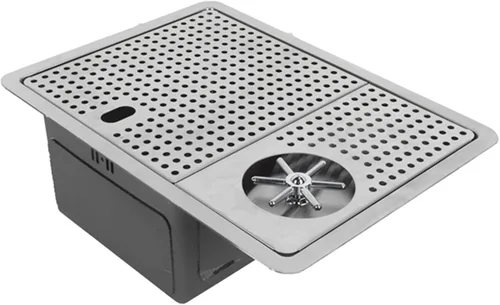 Miniatura 5 de FLEXMAN Enjuagadora de vidrio, 20.1 x 14.6 x 7.9 pulgadas de acero inoxidable, juego de máquina comercial de limpieza de vidrio con escurridor