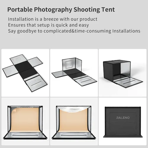 Miniatura 8 de RALENO Caja de luz para estudio fotográfico, caja de fotos de 20 x 20 pulgadas, caja de luz para fotografía
