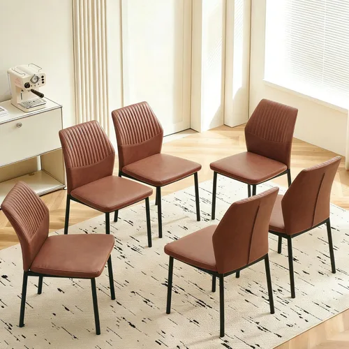 Miniatura 17 de Juego de 2 sillas de comedor modernas, de piel sintética, cómodas, tapizadas, para comedor, cocina, con patas de metal negro para sala de estar