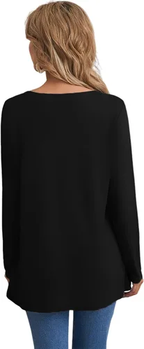 Miniatura 2 de AGSEEM Camisas para mujer, camisas de entrenamiento de manga larga para mujer, dobladillo irregular