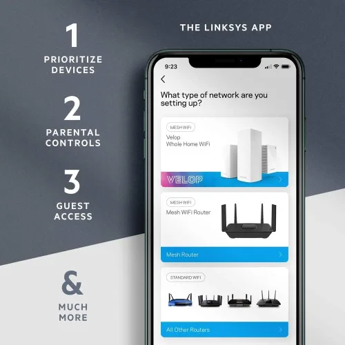 Miniatura 4 de Linksys Router Wi-Fi de malla MR8300: velocidades de tres bandas de hasta 2.2 GHz, enrutador de malla inalámbrico para el hogar AC2200, procesador
