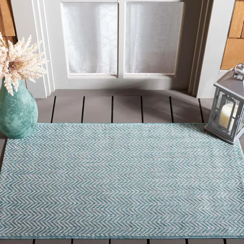 Miniatura 49 de SAFAVIEH Alfombra Lavable para Exteriores Colección Courtyard - Pasillo de 2'3" x 6'7", Azul Marino y Gris, No Desprende Pelusa y Fácil Limpieza