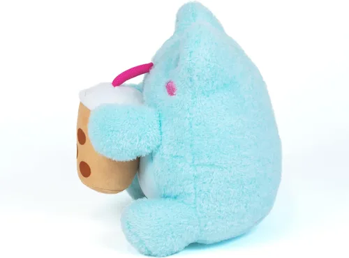 Miniatura 3 de Cuddle Barn PlushGoals - Boba Sippin' Wawa The Froggie Animal de Peluche Suave Azul Claro Perfumado Rana Kawaii Juguete de Peluche, 6 pulgadas