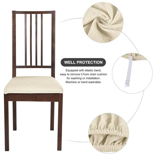 Miniatura 3 de SearchI Juego de 6 fundas de asiento para sillas de comedor, fundas de asiento elásticas de jacquard para sillas, extraíbles y lavables, fundas