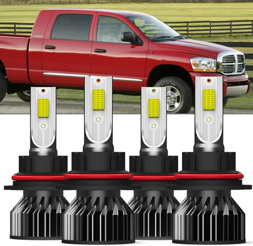 Compatible con DODGE RAM 1500 2500 3500 2003 2004 2005 Bombilla de luz 9007/hb5 haz alto Luz baja, Paquete de 4