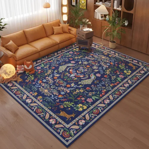 Miniatura 19 de Rugcomf Alfombra de pasillo lavable para cocina 2'6''x8' Alfombra de pasillo para entrada interior floral antideslizante alfombra suave para Azul