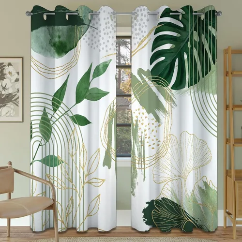 Miniatura 41 de Cortinas opacas negras y doradas, cortinas modernas de mediados de siglo para dormitorio, sala de estar, 63 pulgadas de largo, juego de 2 paneles