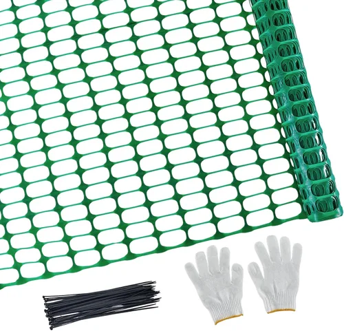 PotatoLife Valla de seguridad de malla de plástico, rollo extra fuerte de 4 x 50 pies con 100 bridas, red temporal reutilizable para valla de Verde