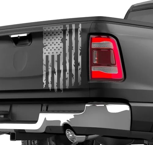 Miniatura 2 de Aldera Graphics Calcomanía de vinilo con la bandera de Estados Unidos de Estados Unidos envejecida compatible con la mayoría de las camionetas
