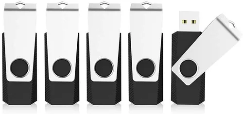 KEXIN Unidad flash de 128 GB, paquete de 5 unidades USB 2.0 USB 2.0, memoria USB, color negro