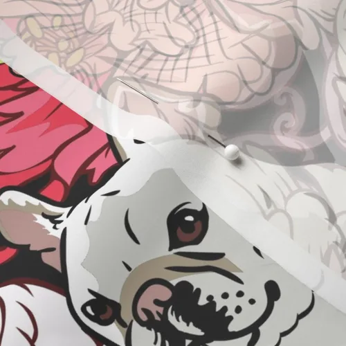 Miniatura 5 de Spoonflower Tela - Frenchie Florals Bulldog Francés Flores Rojas Rosadas Perros No Deportivos Impresos en Tela de Gasa Barrio Grasa - Costura Ropa