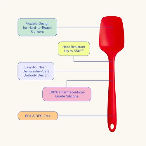Miniatura 2 de GIR: Get It Right Espátula de Silicona Spoonula - Raspador Espátula de Silicona Antiadherente Resistente al Calor para Mezclar, Servir, Raspar, Azul