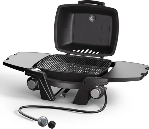 Parrilla de gas portátil, parrilla de propano portátil, parrilla de gas propano, 24,000 BTU para exteriores, pequeña parrilla de barbacoa con dos