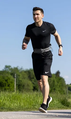 Miniatura 3 de Cinturón de correr Fitgriff® para hombres y mujeres - Bolso de jogging seguro para teléfono, llaves y elementos esenciales - Para todos los Gris