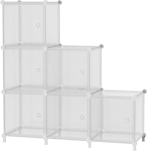 Miniatura 8 de ATTSL6001 - Organizador de almacenamiento de 6 cubos con puertas, organizador de ropa de plástico apilable para dormitorio y debajo de escaleras