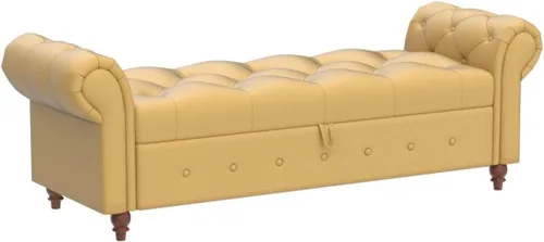 Miniatura 43 de NIOIIKIT Banco Otomano de Almacenamiento de 160 cm, Banco de Entrada con Botones Acolchados, Banco Largo de Brazos Enrollados para Dormitorio, Sala