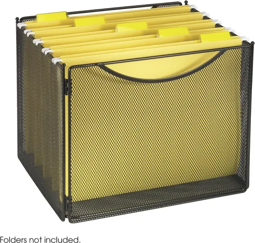 Miniatura 2 de Safco Productos Onyx Mesh - Cubo de archivo tamaño carta 2170BL negro, acabado de capa de polvo negro, construcción de malla de acero duradero