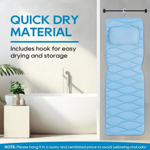Miniatura 8 de OMYSTYLE Almohada de Baño de Cuerpo Completo, Almohadas de Baño para Bañera con Bolsa de Lavado de Malla y 21 Ventosas Antideslizantes, Almohada