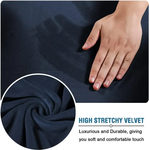 Miniatura 5 de H.VERSAILTEX - Funda elástica para sofá de 3 piezas, de suave terciopelo afelpado, para sofá biplaza con 2 cojines de hasta 72 pulgadas de ancho, se