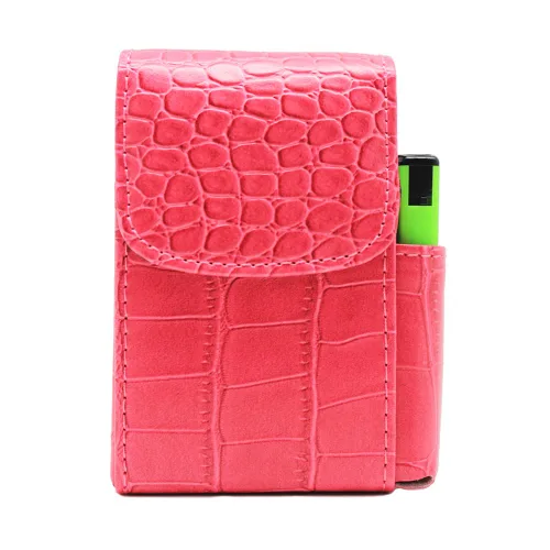 Miniatura 13 de Boshiho Caja de cigarrillos de cuero PU con encendedor titular bolsa de tabaco el mejor regalo para hombres mujeres (negro)