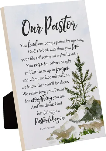 Miniatura 7 de DEXSA Our Pastor - Placa de madera con citas inspiradoras de 6 x 9 pulgadas, elegante marco vertical para pared y decoración de mesa, caballete