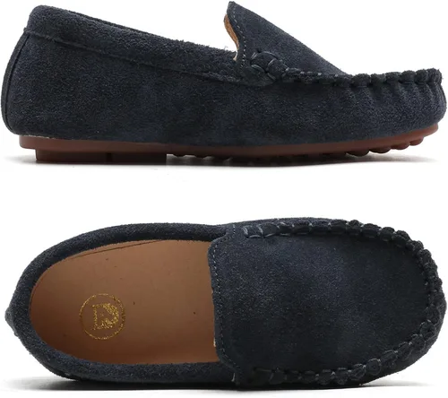 Miniatura 4 de DADAWEN Mocasines de piel de ante suave para niños y niñas pequeños, zapatos de vestir planos para barco, para boda, iglesia, zapatos Oxford