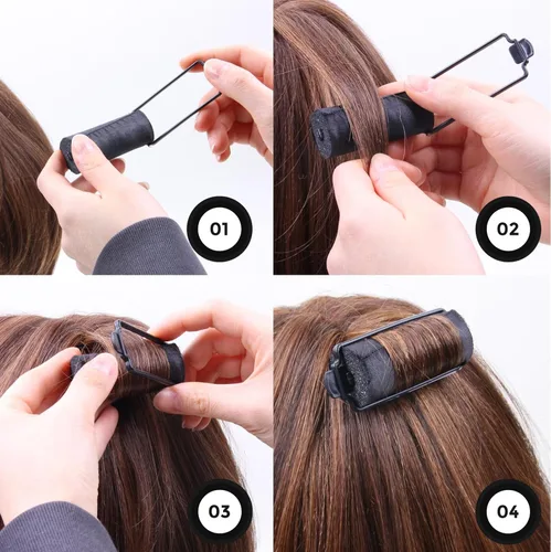 Miniatura 5 de DONNA Silky Sastin Foam Roller 7/8 "(D) MEDIANO 10PCS Rizadores de pelo con clips para peluquería y peinado sin calor - NEGRO 7/8"(D) Medium