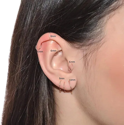 Miniatura 6 de Arracadas de acero inoxidable quirúrgico 316L de 023pulgadas 031pulgadas 039pulgadas hipoalergénicos pequeños para hombre aretes de aro