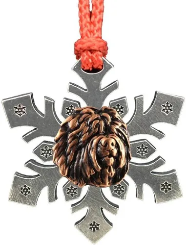 Miniatura 45 de Adorno navideño para colgar en la cabeza de collie con borde de peltre antiguo hecho a mano para decorar coronas y árboles de Navidad del hogar