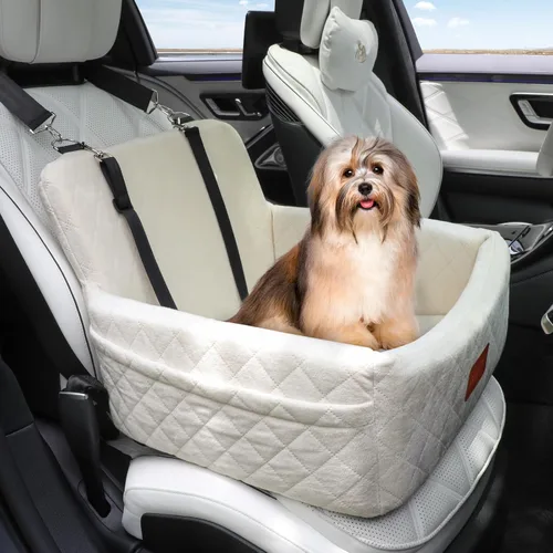 Miniatura 2 de WOOAIDAGG Asiento de coche para perros de menos de 30 libras, relleno cómodo de tela con espuma viscoelástica, cama de viaje para mascotas lavable