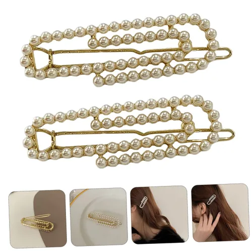 Miniatura 4 de Beavorty 2 pinzas para el cabello, pinzas de metal para el cabello, broches de metal con diamantes de imitación para mujer, pasadores de flores