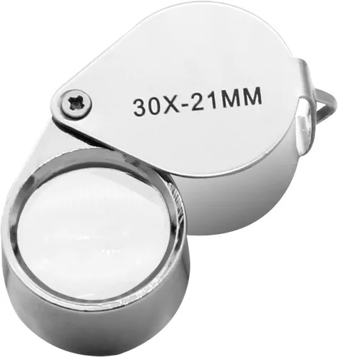 Miniatura 2 de QiCheng&LYS Jeweler - Lupa de bolsillo con lente de cristal 30X para joyas, monedas, sellos, antigüedades y más (plateada)