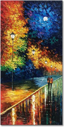 Miniatura 11 de Alenoss Pinturas Metálicas Abstractas 100% Hechas a Mano Lienzo Arte de Pared Textura Gruesa Única Superficie Áspera Pintura al Óleo Moderna 48x24