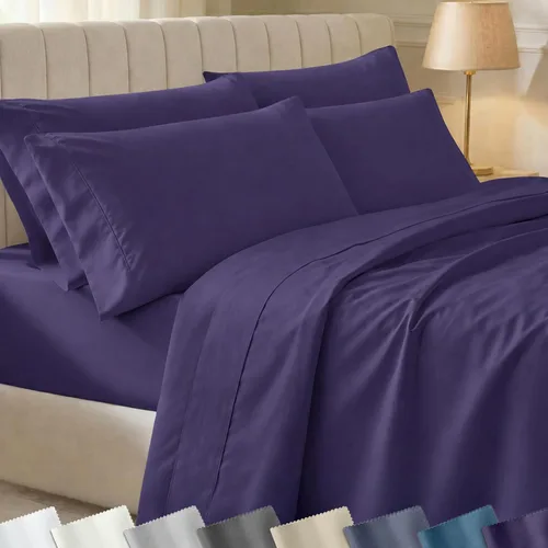 Miniatura 71 de California Design Den - Juego de sábanas de 400 hilos de 100% algodón, sábanas y fundas de almohada, transpirables, para cama King, satén suave