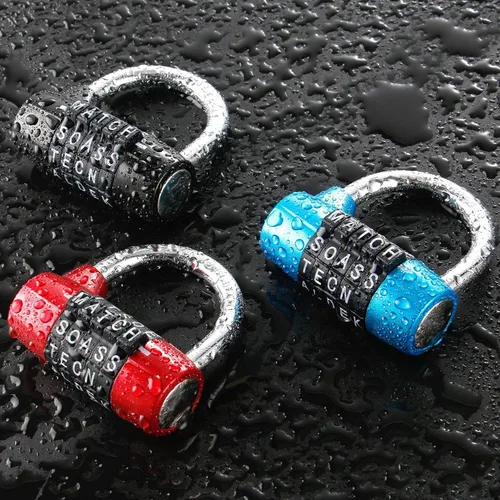 Miniatura 7 de Candado de bloqueo para gimnasio, 5 letras de aleación resistente, candado de seguridad resistente, fácil de configurar tu propio combo reiniciable