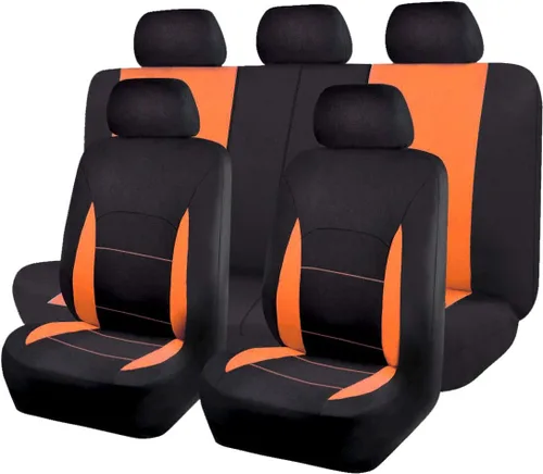 Miniatura 23 de Flying Banner Fundas de asiento de coche, asientos delanteros, asiento trasero, poliéster, protectores de asiento de automóvil, instalaciones Negro