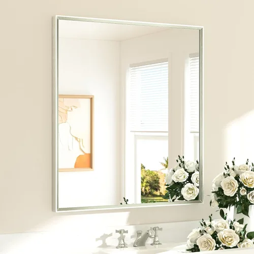Miniatura 24 de TETOTE Espejo de Baño Dorado de 16" x 20" Latón Dorado Cepillado Rectangular con Marco Biselado Espejo de Tocador de Baño para Sobre el Lavabo