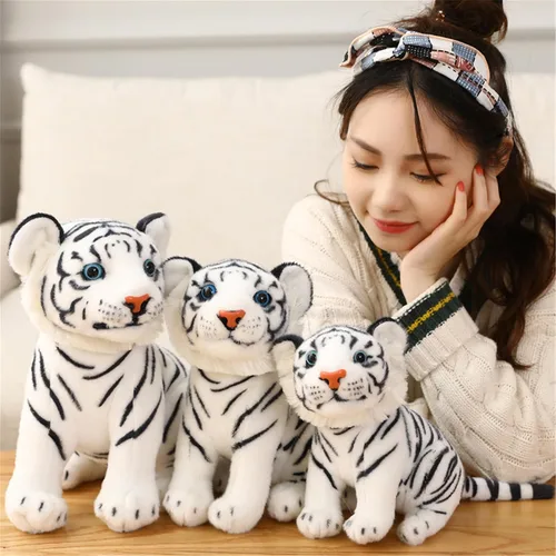Miniatura 6 de Peluche de tigre, almohada de tigre, lindo animal de peluche, regalo para niños y niñas (blanco, 9.0 pulgadas)
