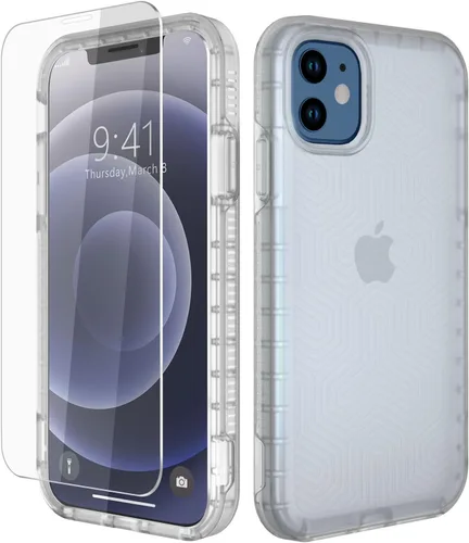 Miniatura 18 de Diverbox - Funda para iPhone 12 a prueba de golpes y caídas, protector de pantalla de vidrio templado, funda protectora de alta resistencia
