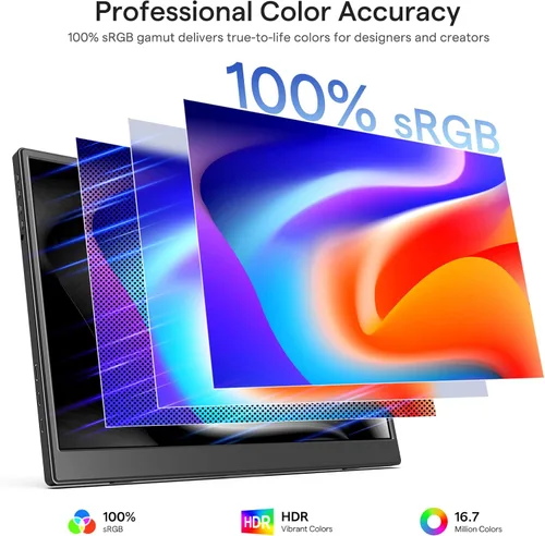 Miniatura 3 de Yxk Portable Monitor 14 Inch 1200P 60Hz IPS HDR Ultra-Slim Travel Monitor with Dual Speakers USB-C HDMI Second Screen for Laptop PC Mac Phone Xbox