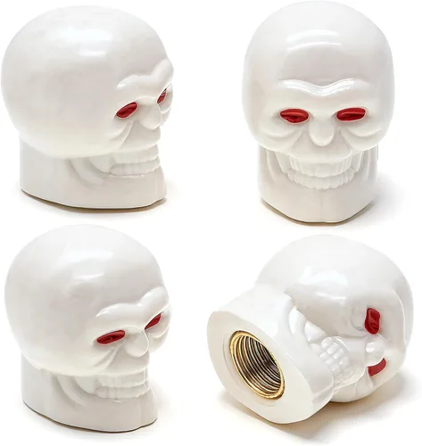 Miniatura 10 de 4 tapones de válvula de neumático estilo calavera, con anillo de goma O, cubiertas universales de vástago de válvula de neumático de núcleo de cobre